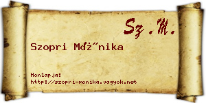 Szopri Mónika névjegykártya